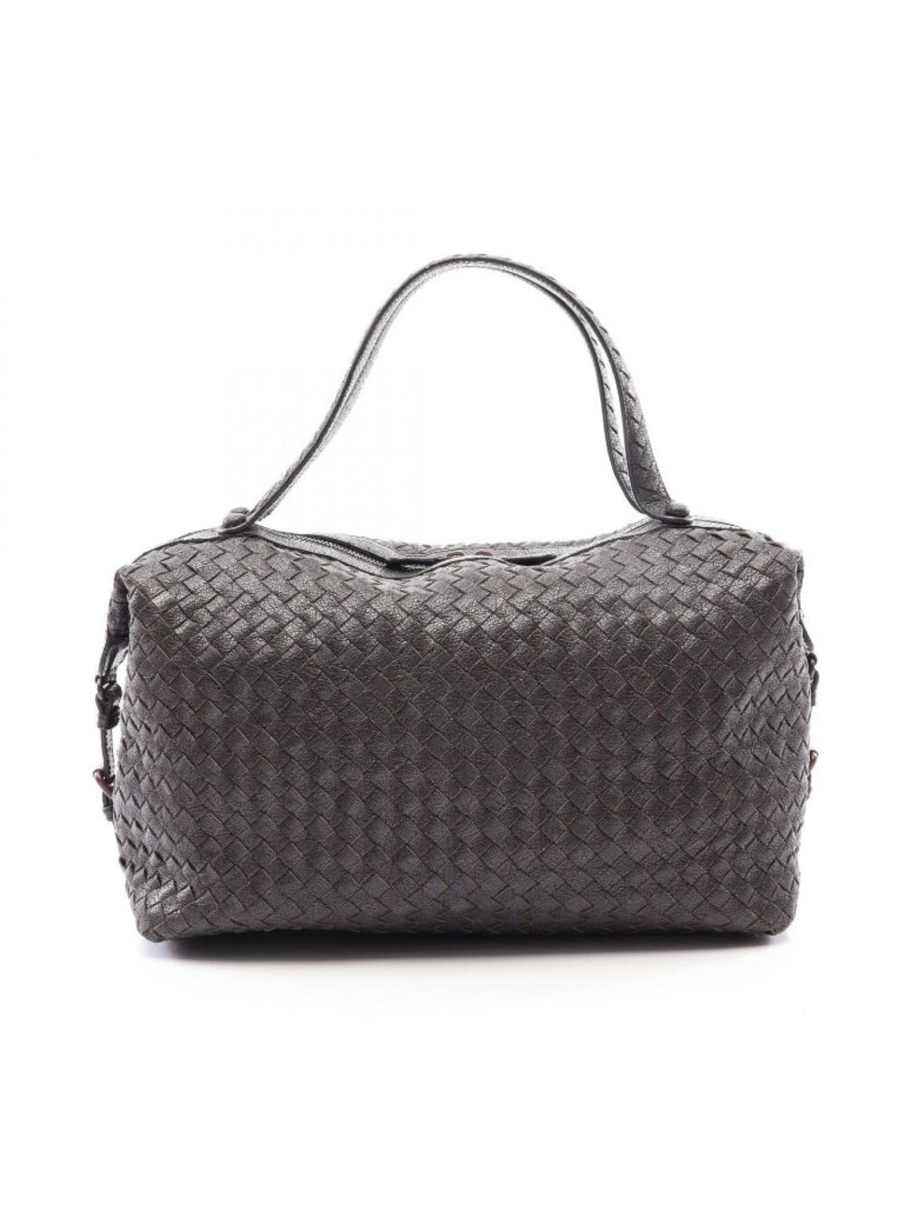 Bottega Veneta Intrecciato Black Leather Mini Boston Bag